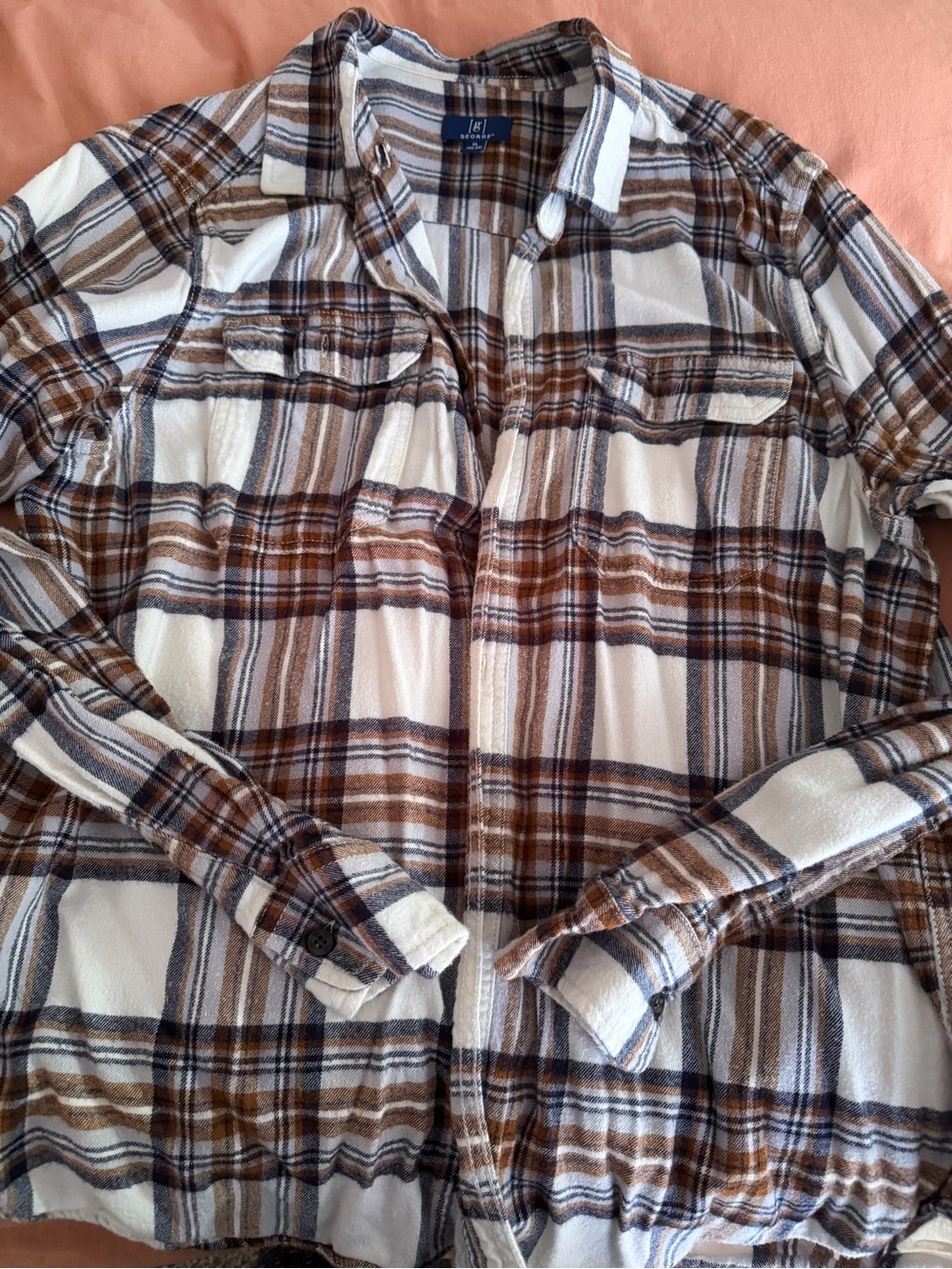 Classic Brown Plaid Button-Up mens Shirt